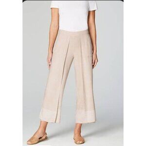 J Jill Pure Jill Linen Blend Wide Leg Pants 3X Wrap Style Ankle Neutral Resort